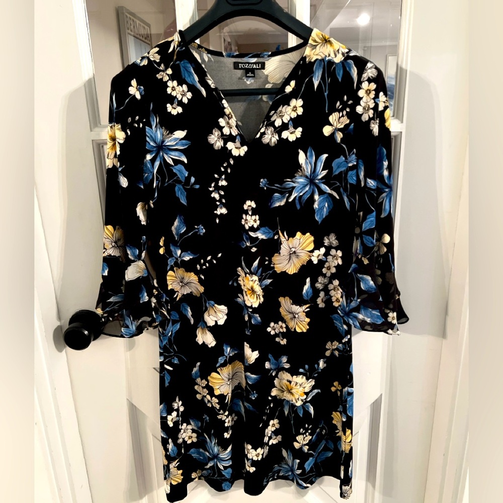 Roz & Ali Women’s Blue Floral Midi Dress Size S
